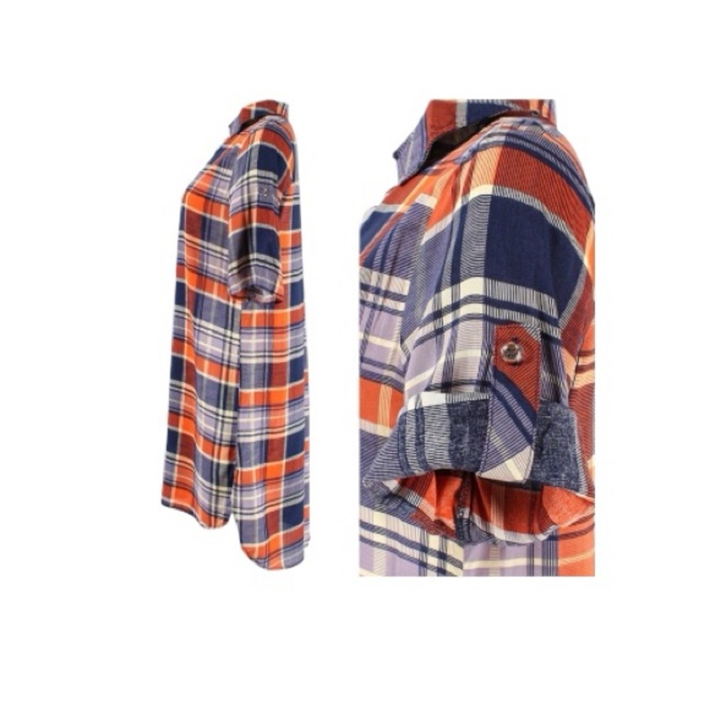 Boutique Lightweight Half Sleeve Plaid Shift Dress M View 4